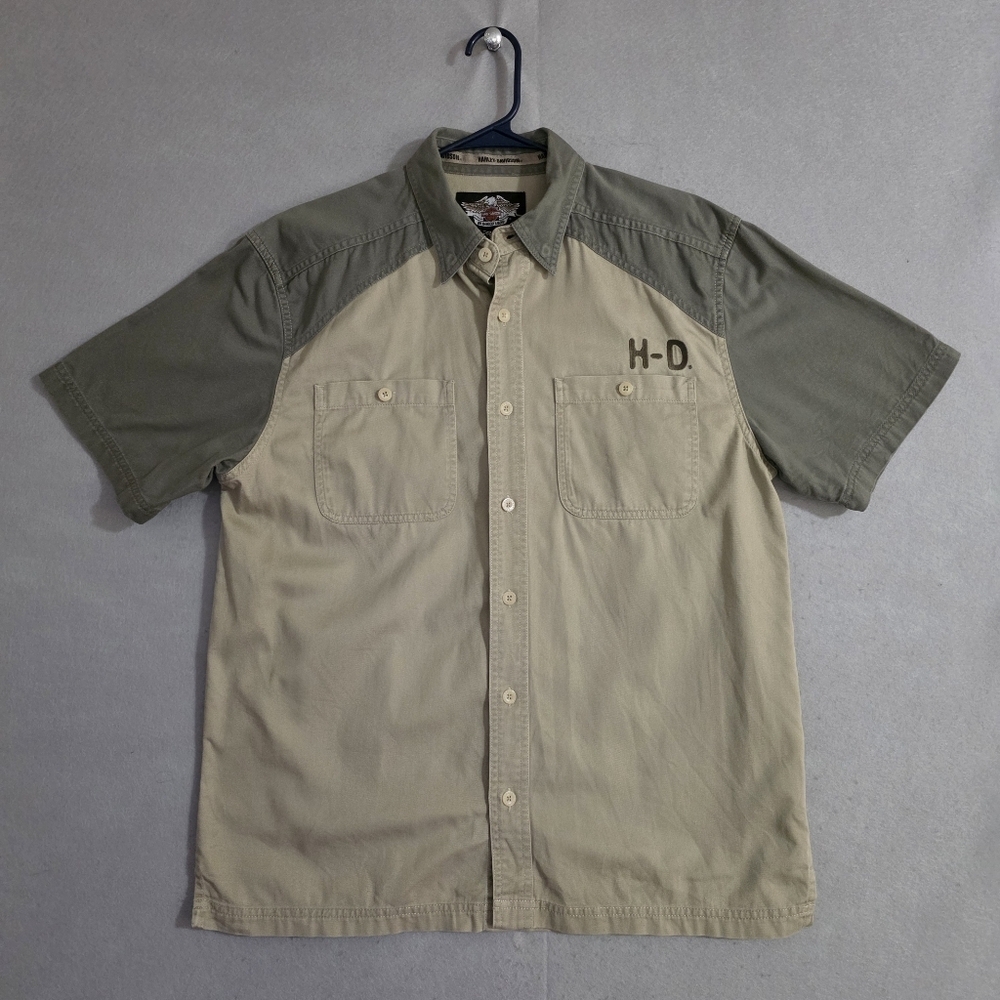 Harley Davidson Mens S/S Embroidered Button Up Shirt Snap Button Collar Size M